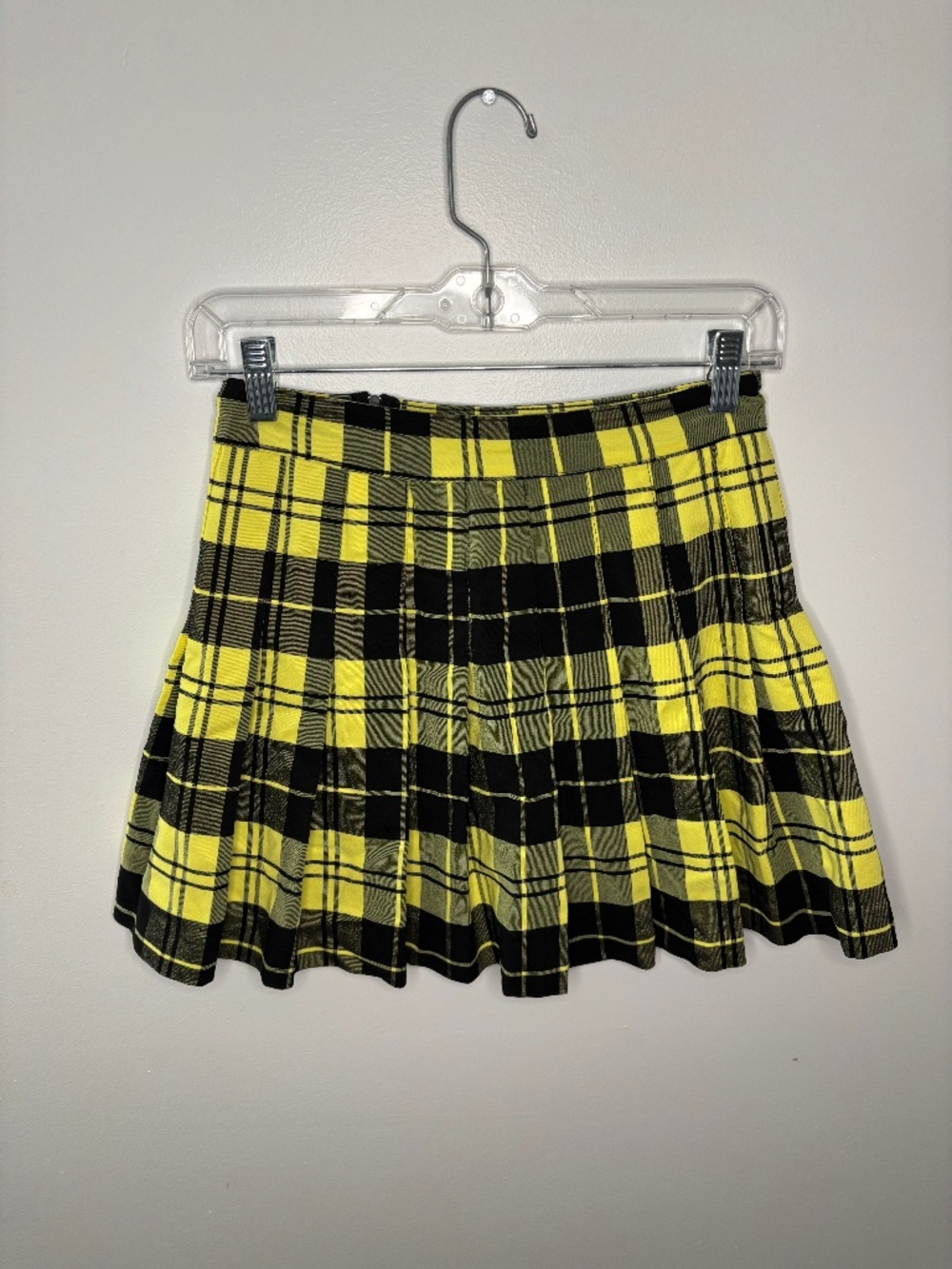 Plaid Yellow Pleated Skirt Love Tree Size S